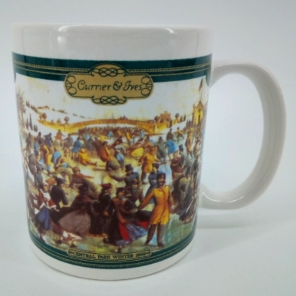 Vintage 90's Currier & Ives Central Park in Winter 1862 Houston Harvest Mug Cup - Picture 6 of 6